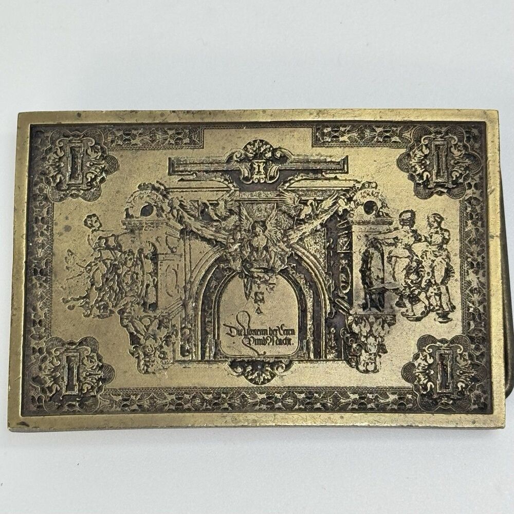 Vtg 1975 BERGAMOT BRASS WORKS Belt Buckle Rare HTF Roman Triumphal Arch Made USA